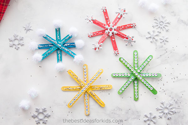 Easy Popsicle Stick Snowflakes Craft for Kids - Made To Be A Momma