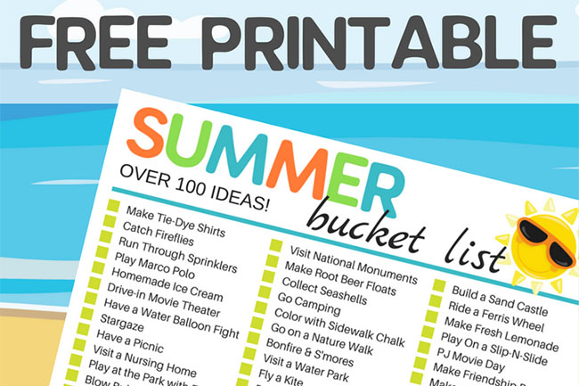 Summer Bucket List For Kids With Printable