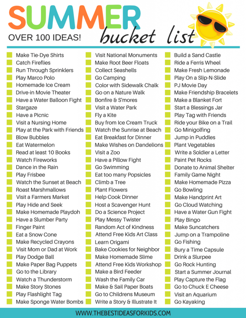 100+ Fun & Simple Ideas for a Summer Bucket List for Kids