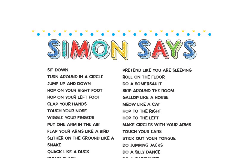 Simon Says Game for Kids Movement Game for Kids Indoor Activity for Kids PE  Game for Kids 