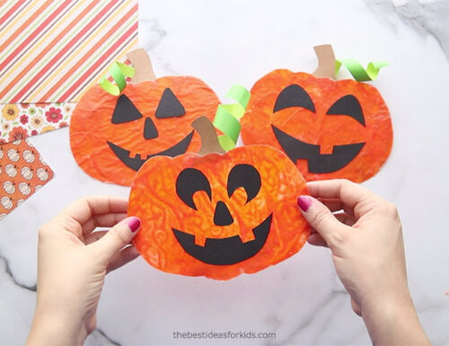 Melted Crayon Pumpkin Suncatcher - The Best Ideas for Kids