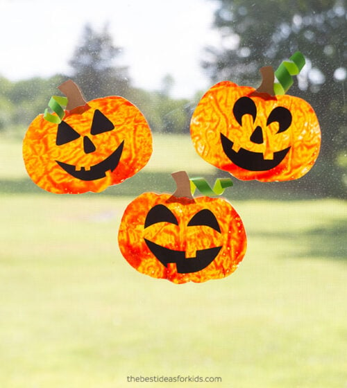 Melted Crayon Pumpkin Suncatcher - The Best Ideas for Kids