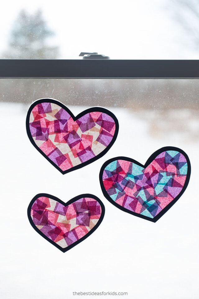 Tissue Paper Heart Craft for Kids