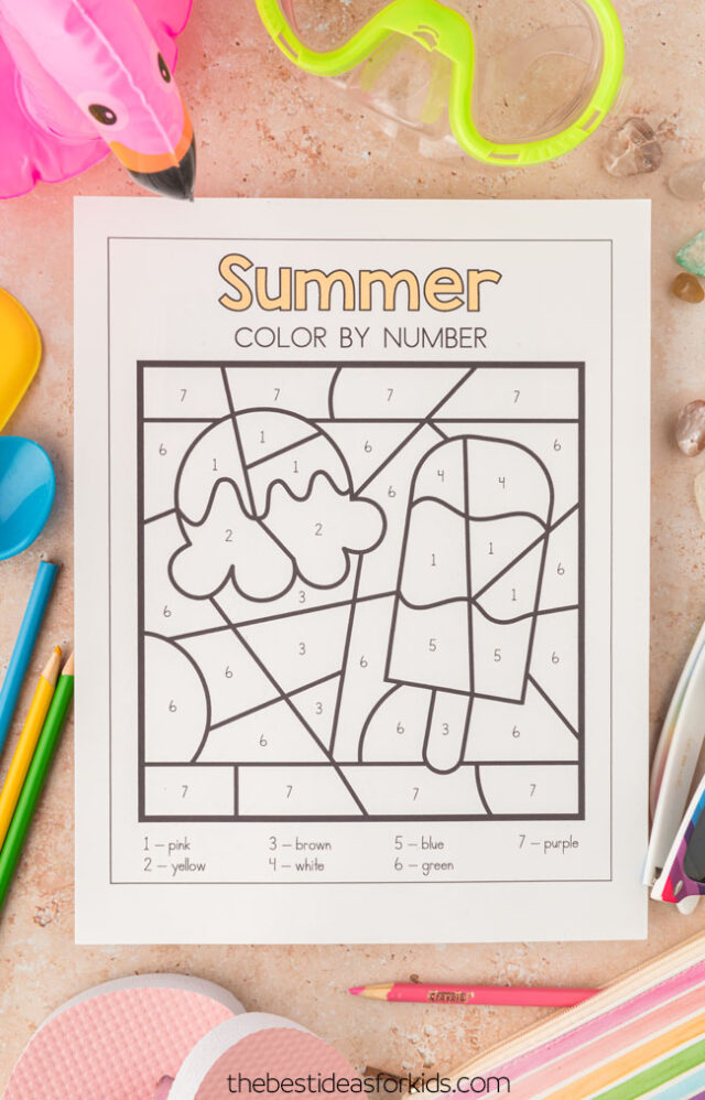 summer color by number coloring pages