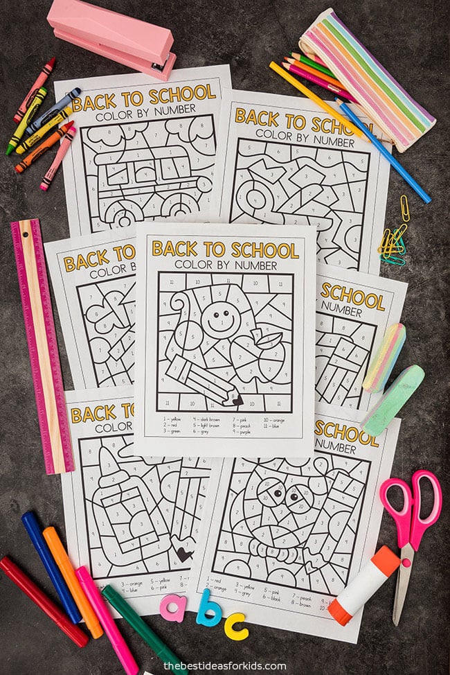 Back To School Color By Number (Free Printables) - The Best Ideas for Kids