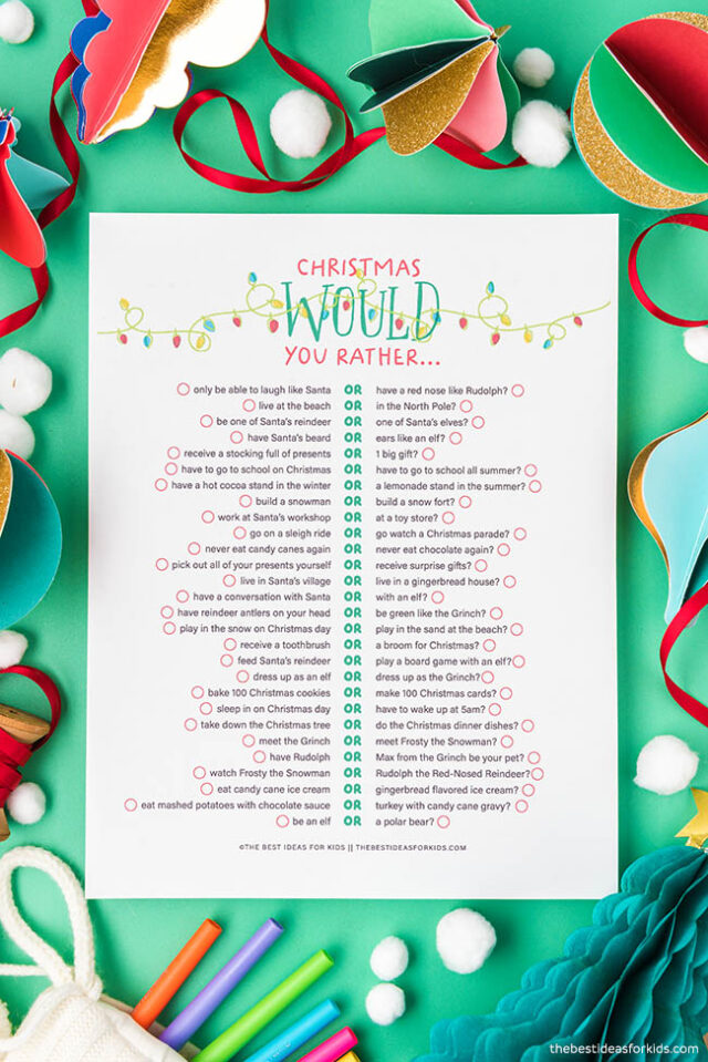 50 Christmas Would You Rather (Free Printables) - The Best Ideas