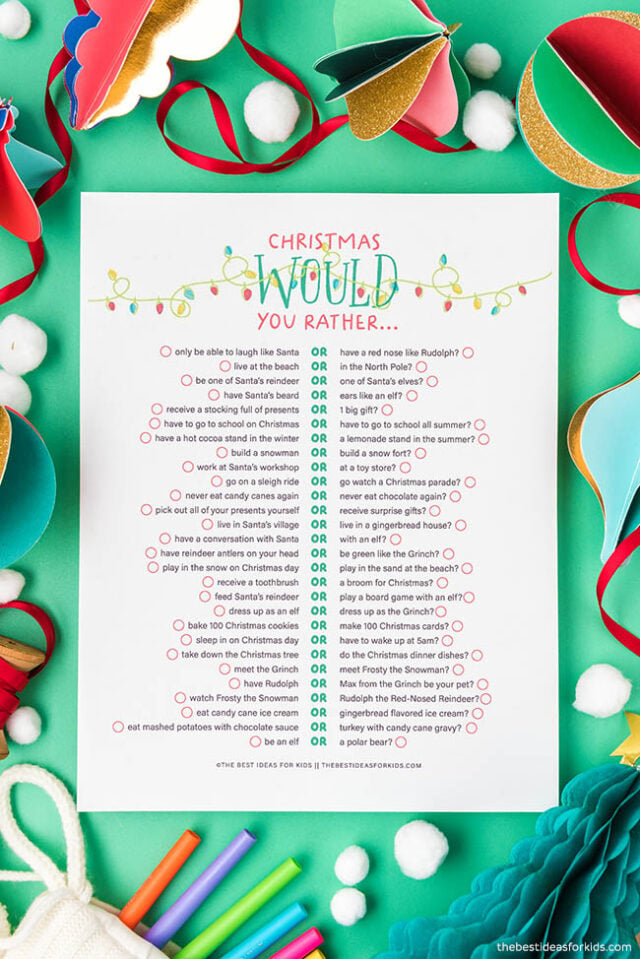 50 Christmas Would You Rather Free Printables The Best Ideas For Kids