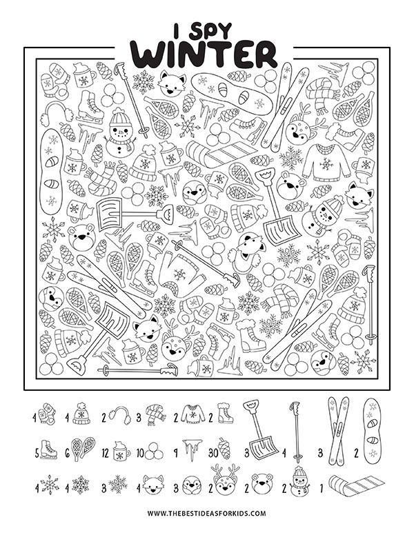 Free Printable I Spy Winter Sheet