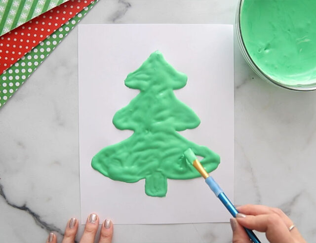 Puffy Paint Christmas Tree - Happy Toddler Playtime