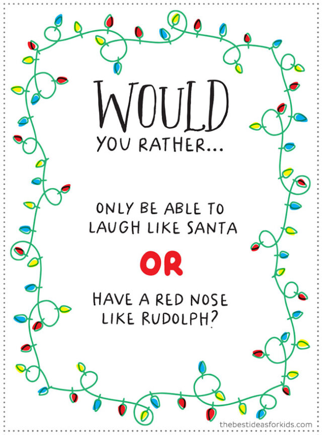 Printable Christmas Would You Rather Questions for Kids