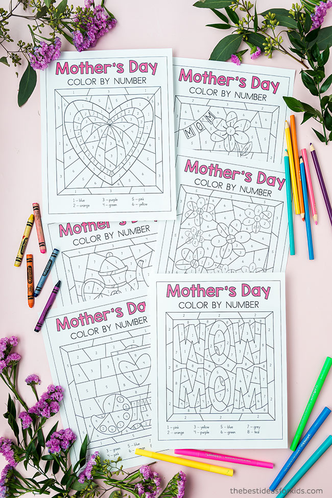 Mother's Day Color by Number (Free Printables) - The Best Ideas for Kids