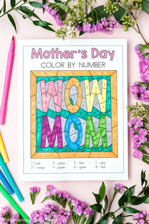 Mother's Day Color by Number (Free Printables) - The Best Ideas for Kids