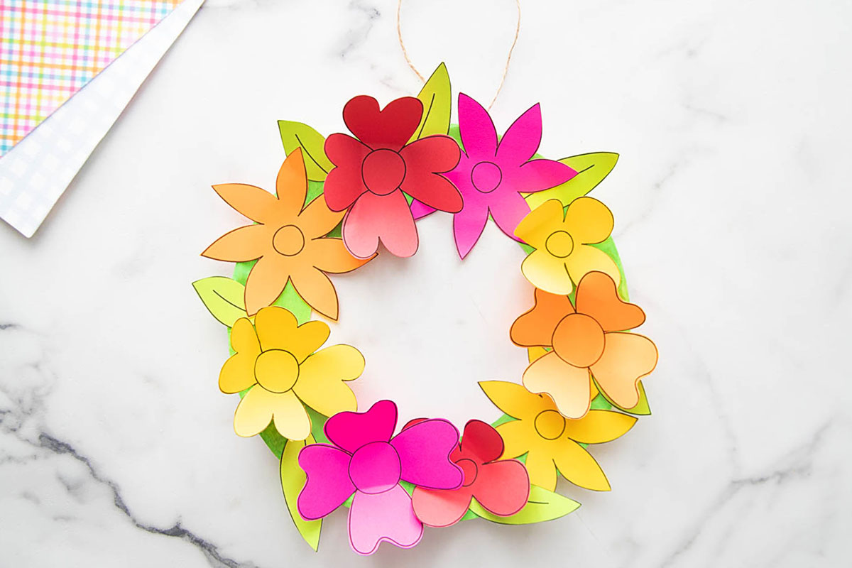 Paper Flower Wreath Craft - Our Kid Things