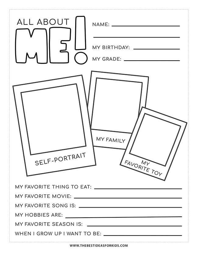 All About Me Worksheet (Free Printables) - The Best Ideas for Kids