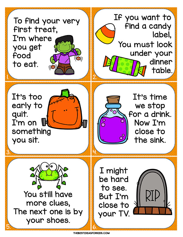 Halloween Scavenger Hunt Cards