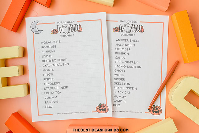 Halloween Word Scramble (Free Printables) - The Best Ideas for Kids