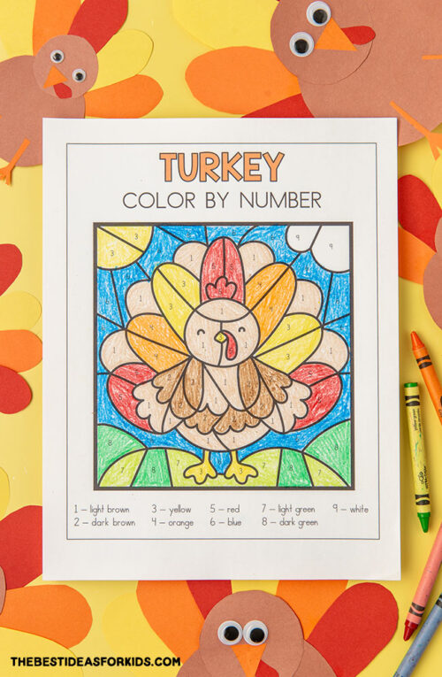 Turkey Color by Number (Free Printables) - The Best Ideas for Kids