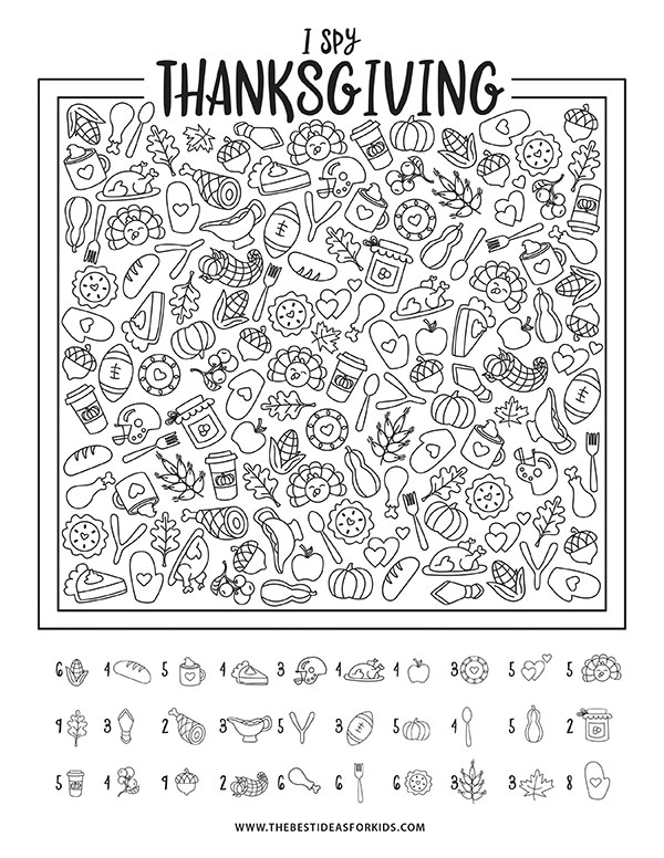 I Spy Thanksgiving Free Printable