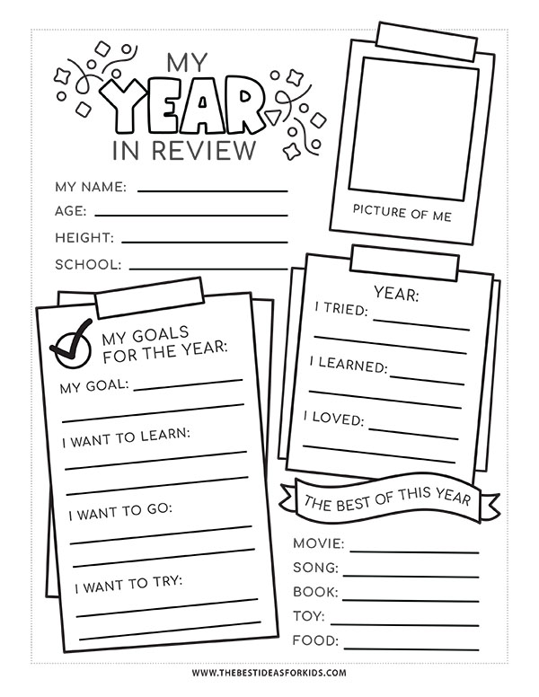 My Year in Review Printable Worksheet