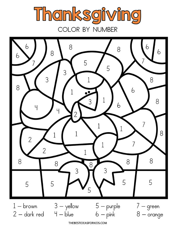 Thanksgiving Color by Number Sheet