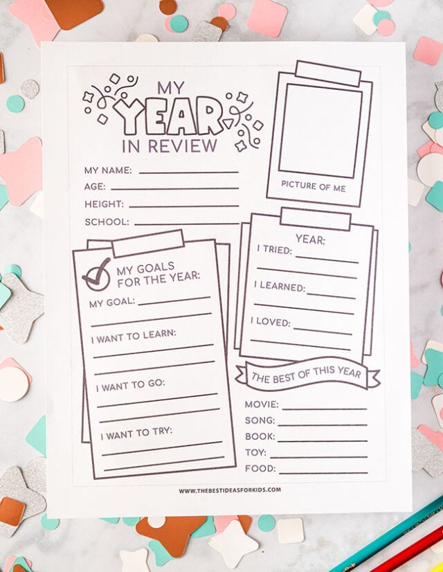 Year in Review Worksheet