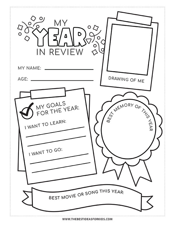 Year in Review Worksheet for Kindergarten