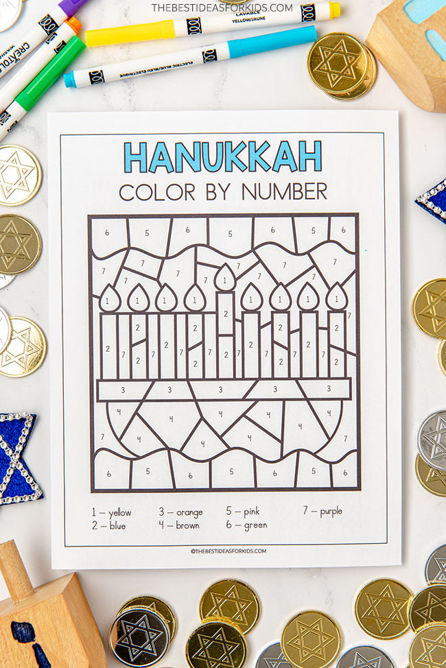 Hanukkah Color by Number (Free Printables) - The Best Ideas for Kids