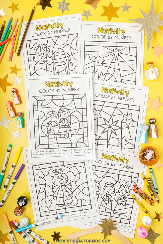 Nativity Color by Number (Free Printables) - The Best Ideas for Kids