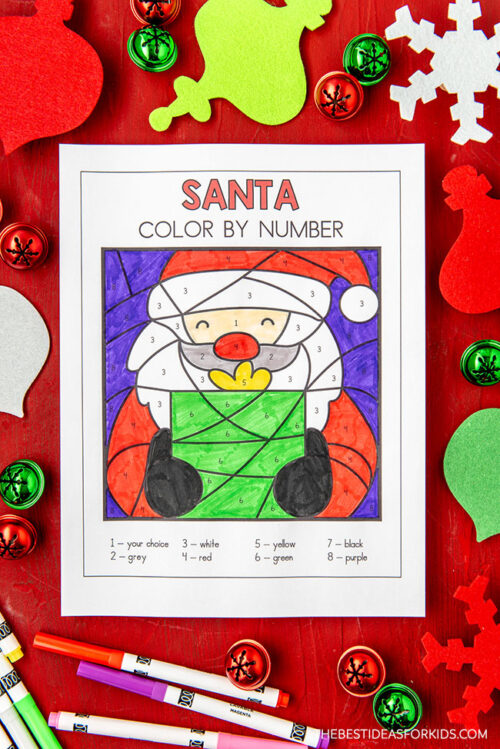 Santa Color by Number (Free Printables) - The Best Ideas for Kids