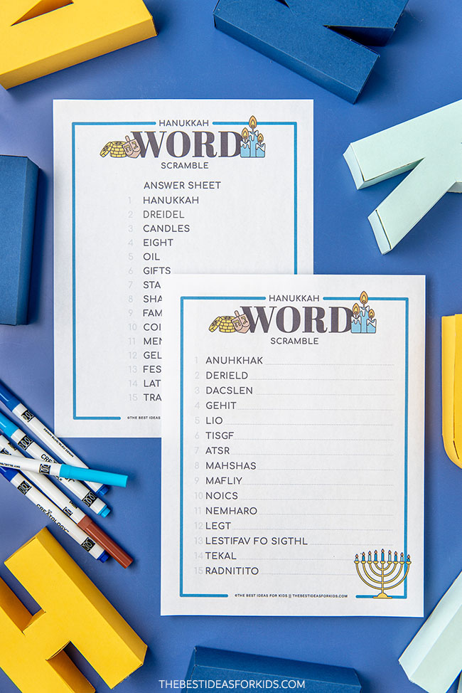 Hanukkah Word Scramble (Free Printable) - The Best Ideas for Kids