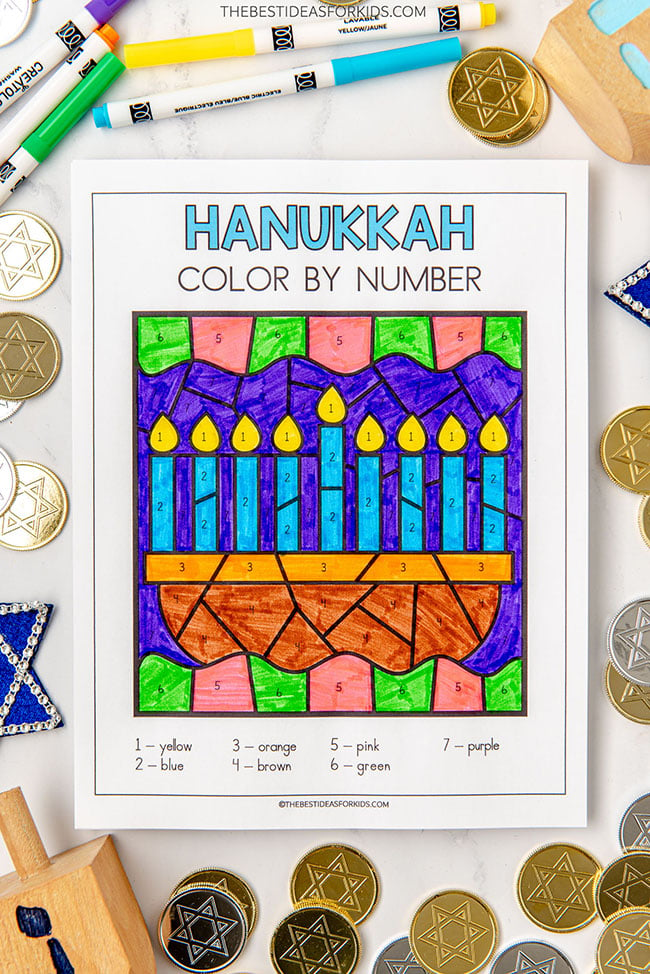 Hanukkah Color by Number (Free Printables) The Best Ideas for Kids