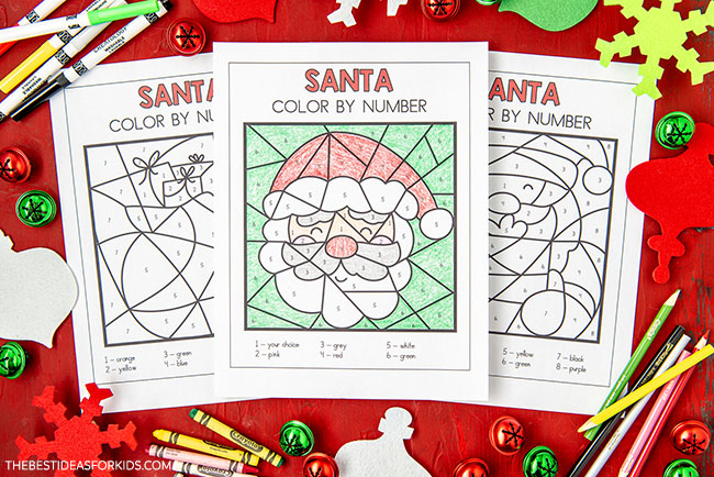 Santa Color by Number (Free Printables) - The Best Ideas for Kids