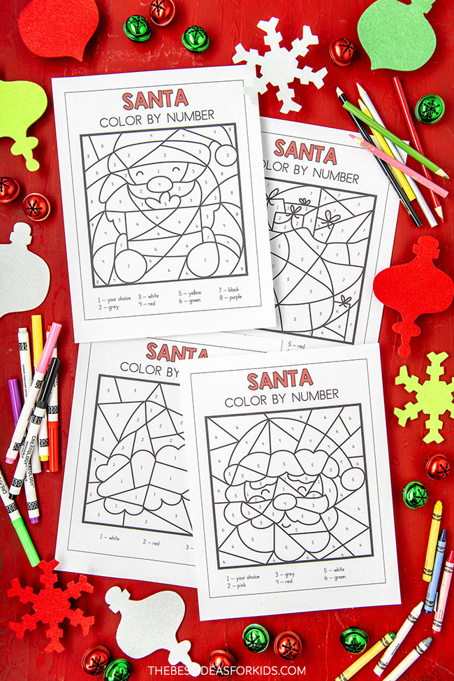 Santa Color by Number (Free Printables) - The Best Ideas for Kids