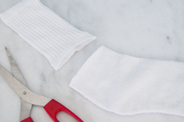 Cutting white sock