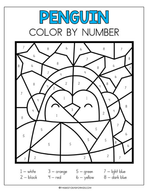 Penguin Color By Number (Free Printables) - The Best Ideas for Kids