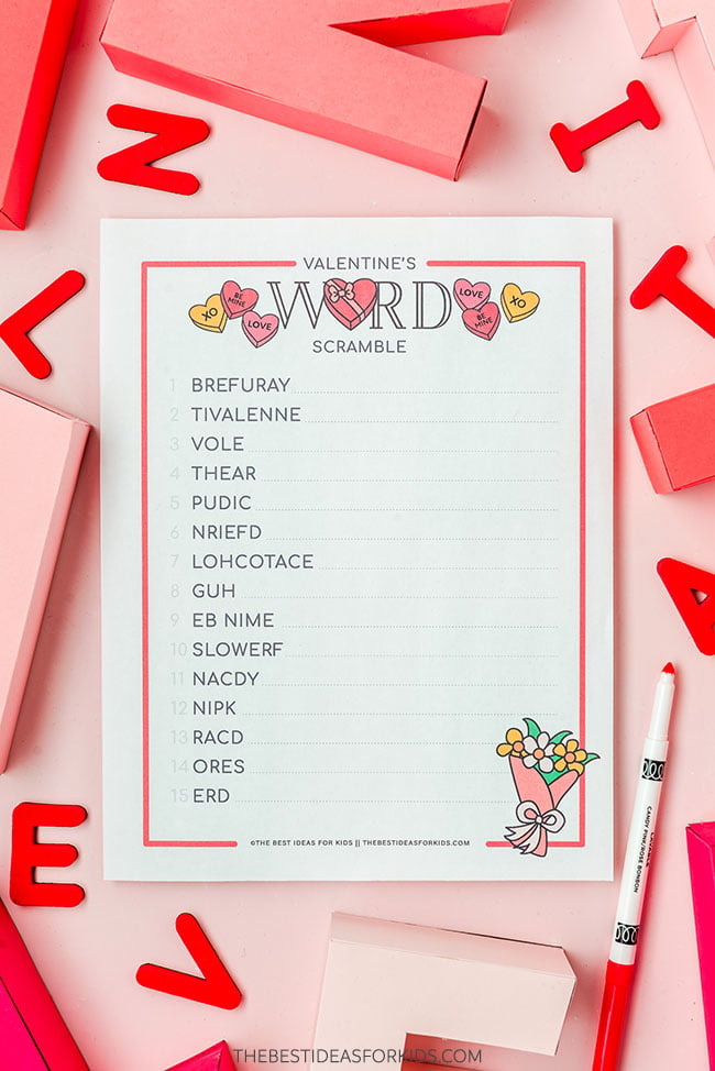 Valentine's Day Word Scramble (Free Printable) - The Best Ideas for Kids