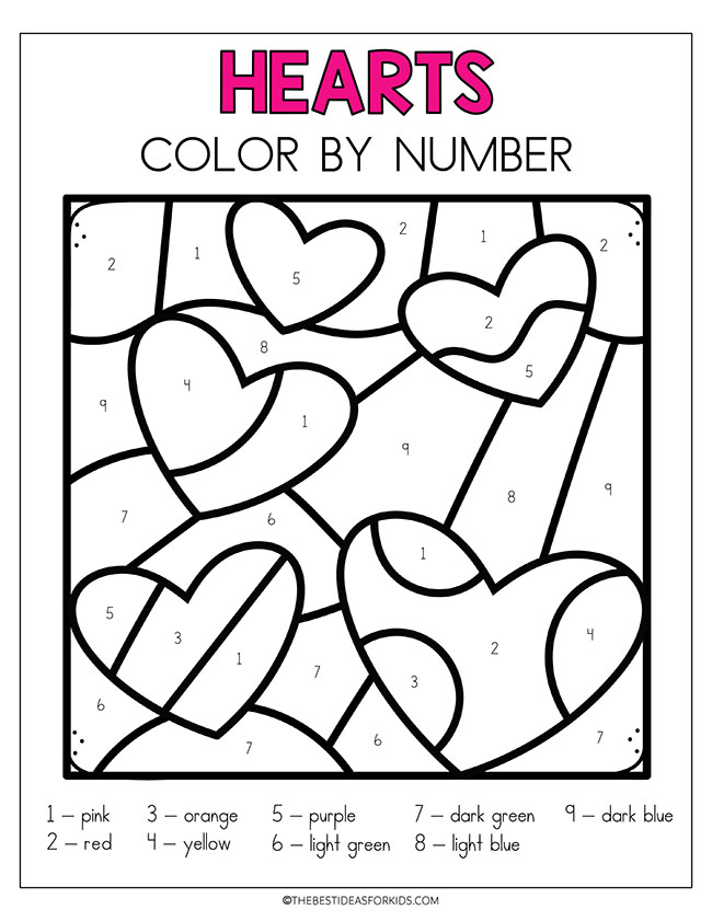 Heart Color by Number (Free Printables) - The Best Ideas for Kids