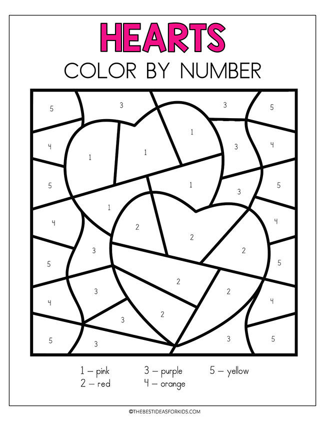 Heart Color by Number (Free Printables) - The Best Ideas for Kids