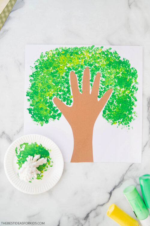 Q-Tip Painted Handprint Tree - The Best Ideas for Kids