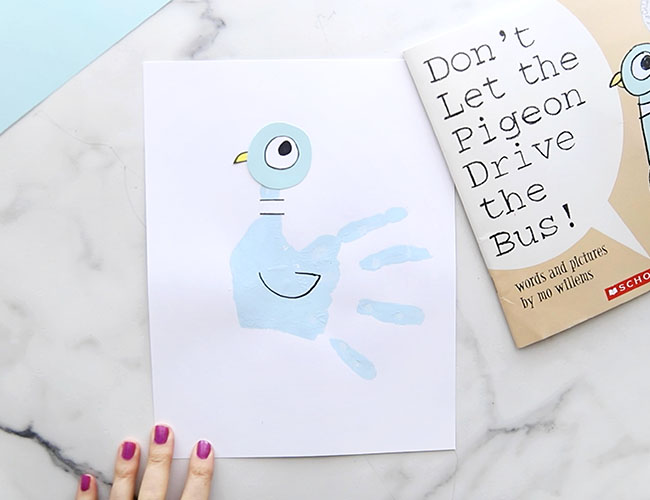 Mo Willems-Inspired Handprint Pigeon Craft - The Best Ideas for Kids