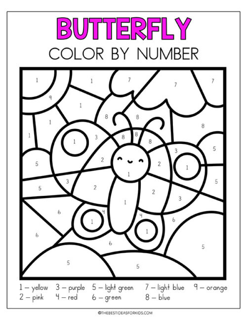 Butterfly Color By Number (Free Printables) - The Best Ideas for Kids