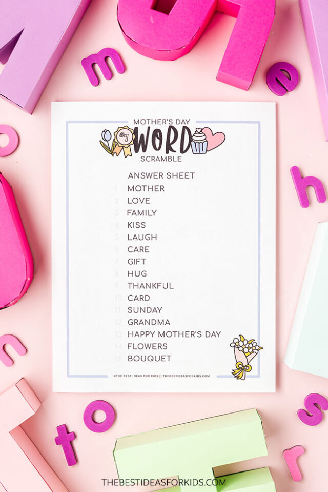 Mother's Day Word Scramble with Answers