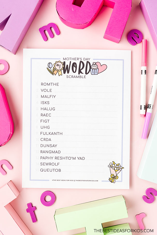 Mother's Day Word Scramble (Free Printables) - The Best Ideas for Kids