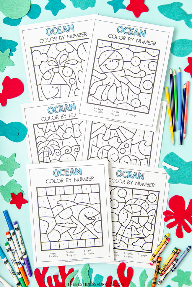 Ocean Color By Number (Free Printables) - The Best Ideas for Kids