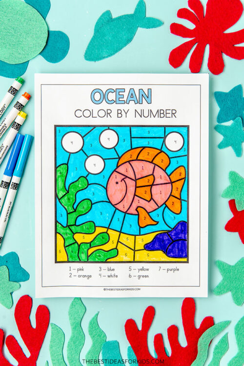 Ocean Color By Number (Free Printables) - The Best Ideas for Kids