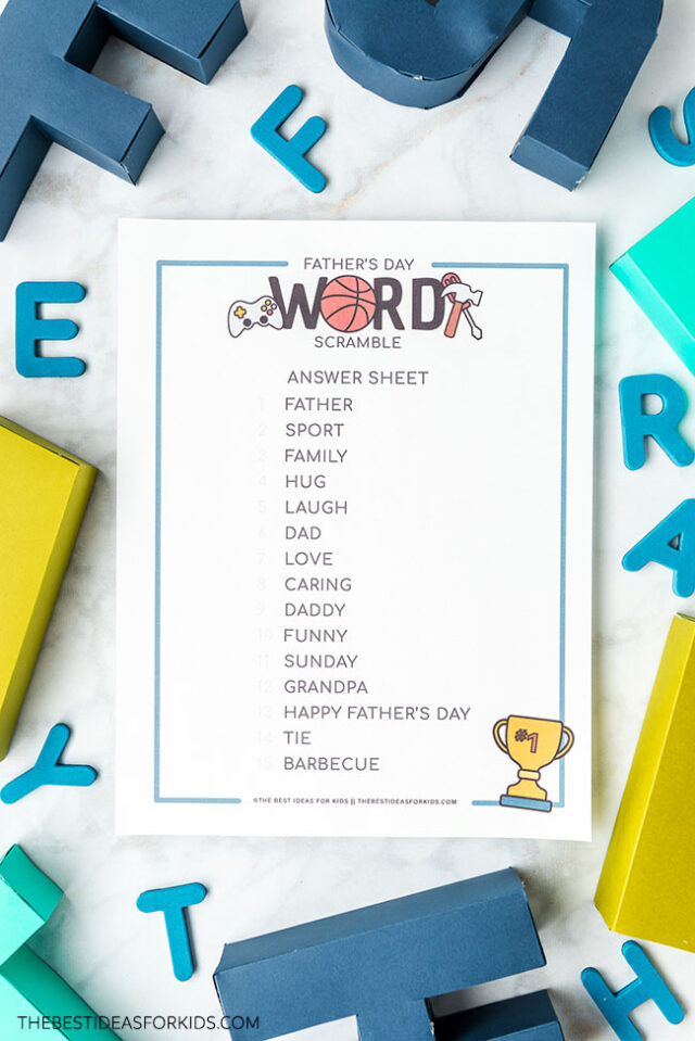 Father's Day Word Scramble with Answers