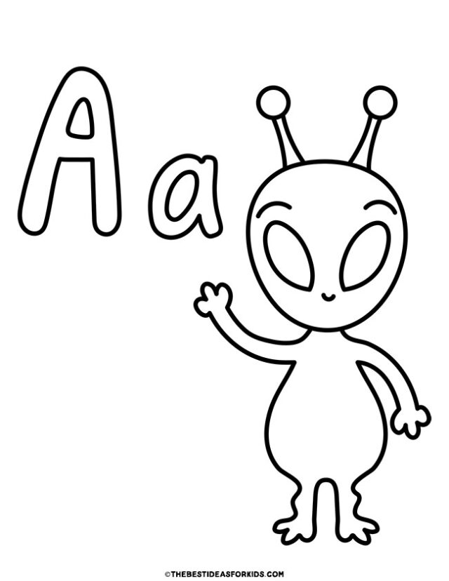 a is for alien coloring page