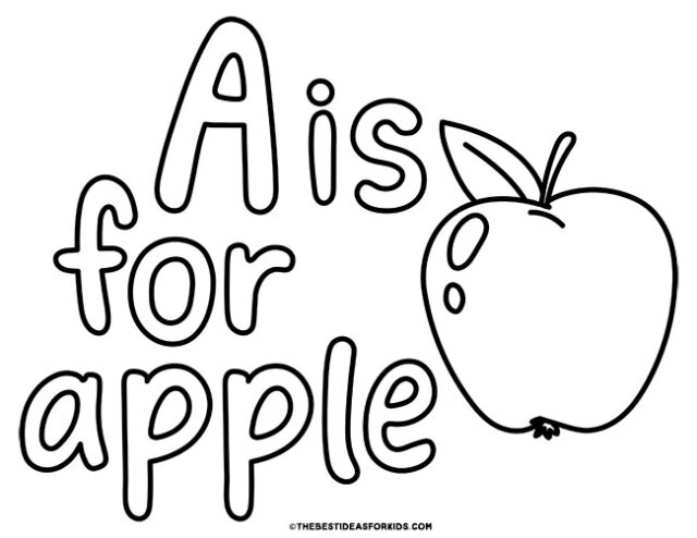 a is for apple coloring page