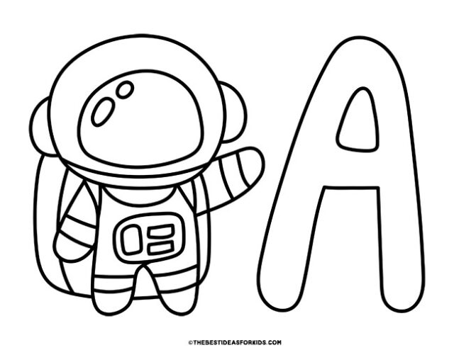 a is for astronaut coloring page