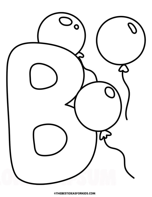 b is for balloon coloring page
